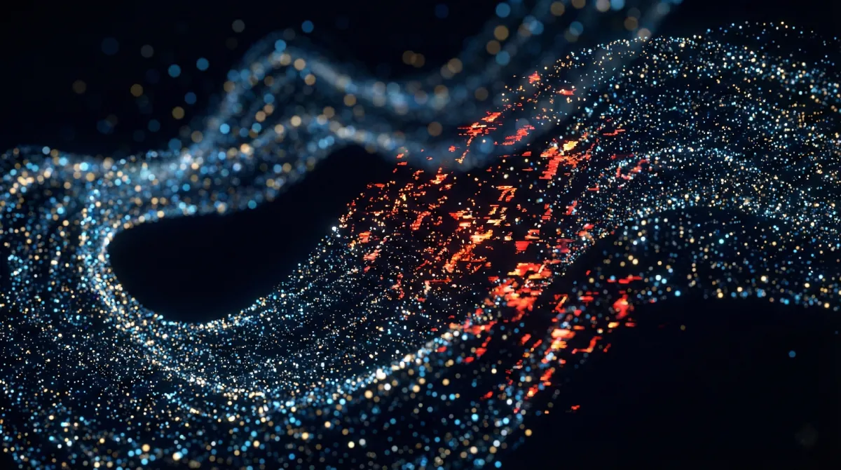 Abstract visualization showing the vulnerability of truth and brand risk in the age of AI.