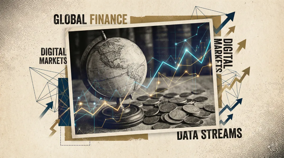 Collage art depicting the strategic partnership between BBVA and OpenAI for global banking.