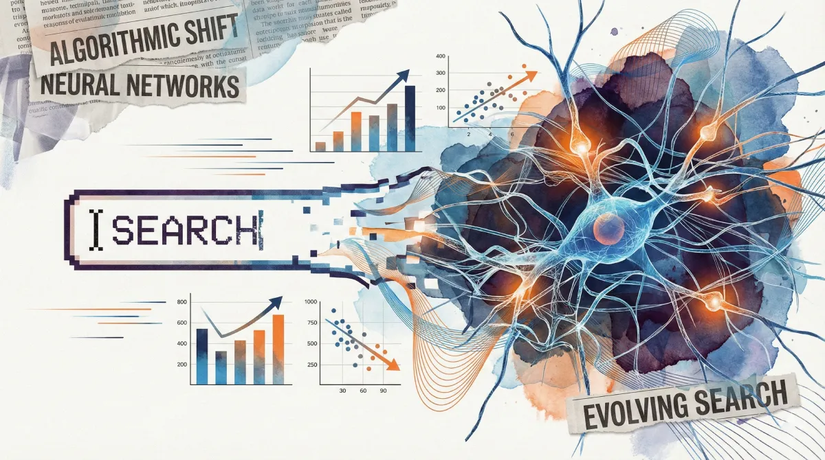 Changing search algorithms depicted through evolving digital interfaces