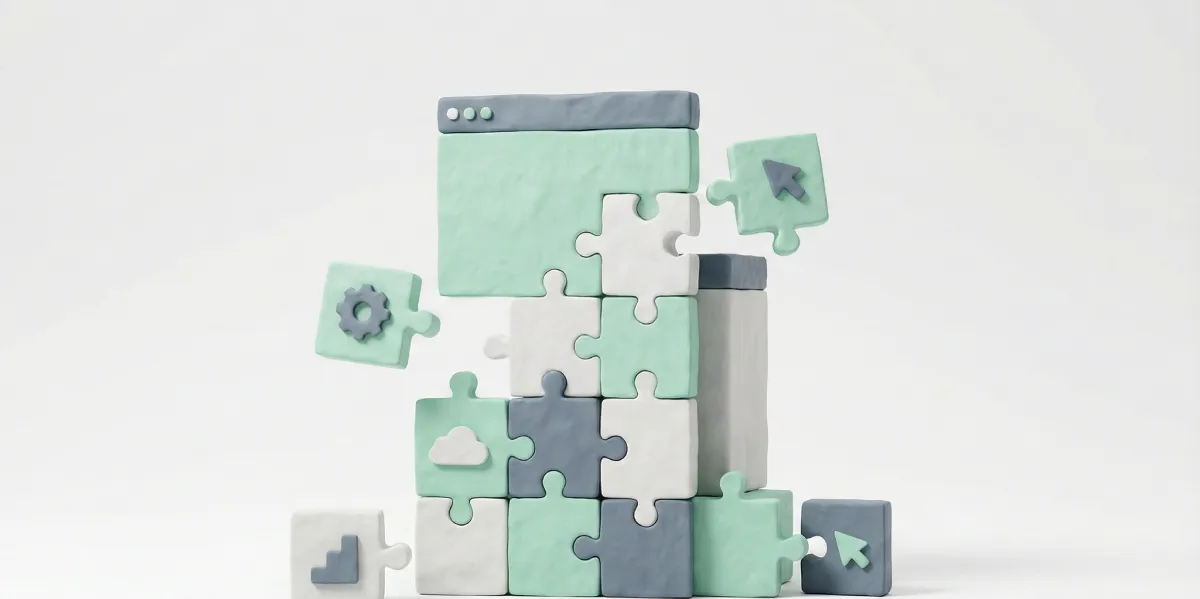 bstract 3D illustration of building blocks representing LangSmith's codeless AI agent builder.